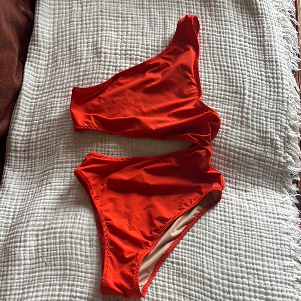 J. Crew One-Shoulder Red One Piece Swimsuit